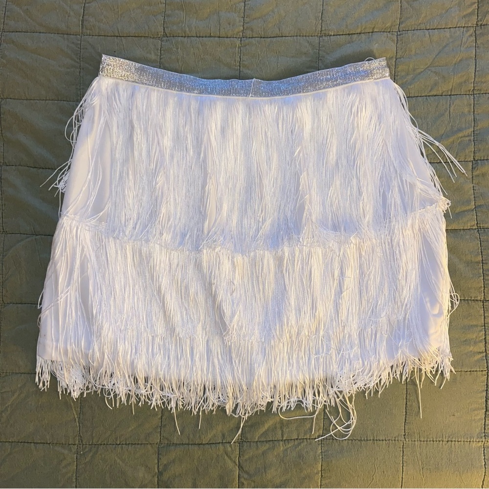White Fringe Skirt